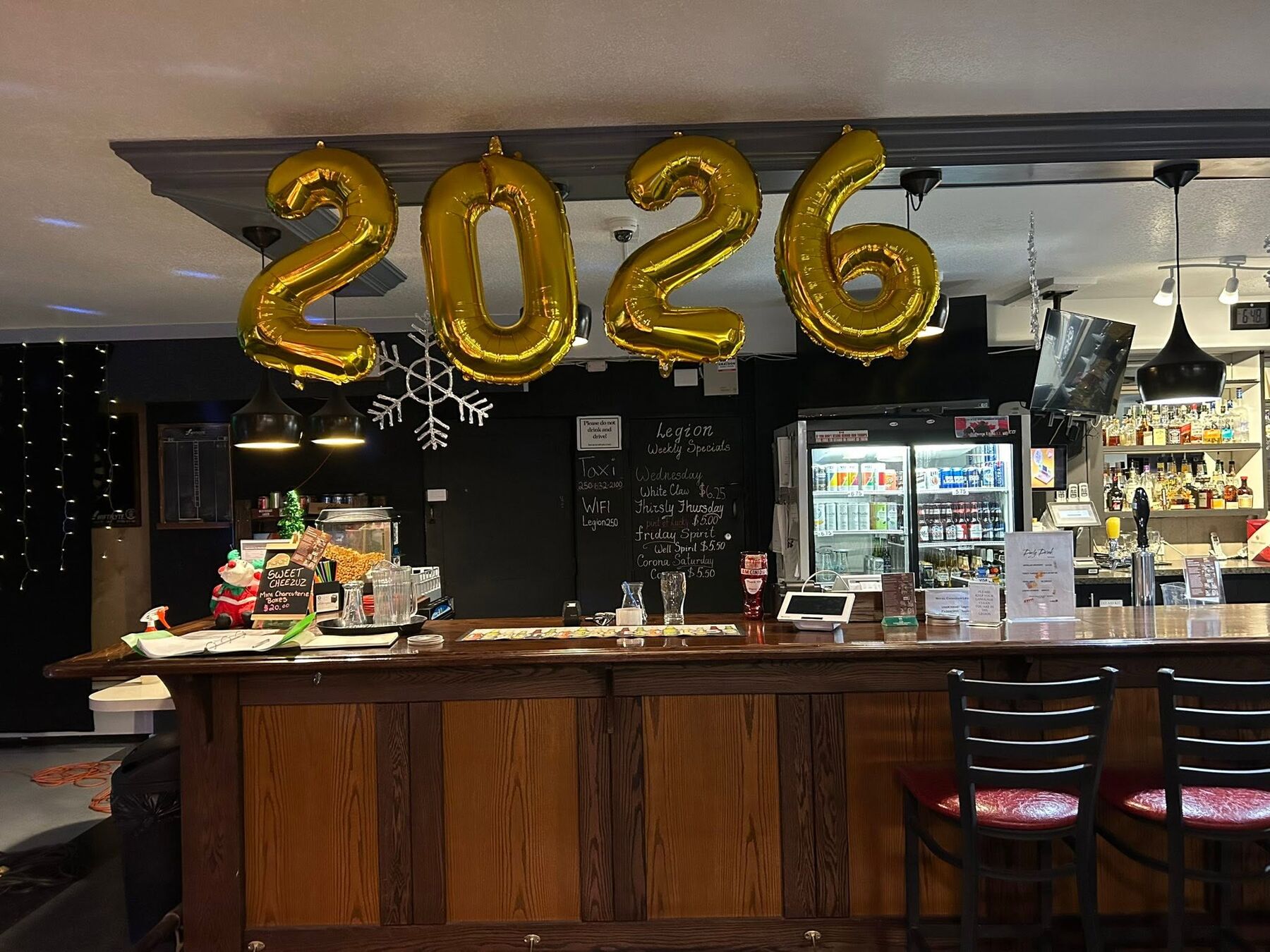 The bar in the downstairs lounge