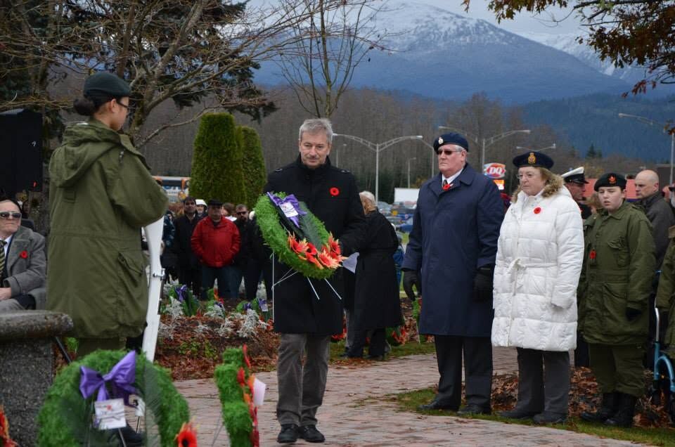 Wreaths are laid at the Kitimat cenotaph on Remembrance Day